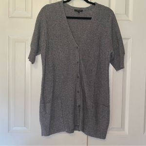 Eileen Fisher Women's Gray Fuzzy Knit Cashmere Blend Button Up Tunic Cardigan